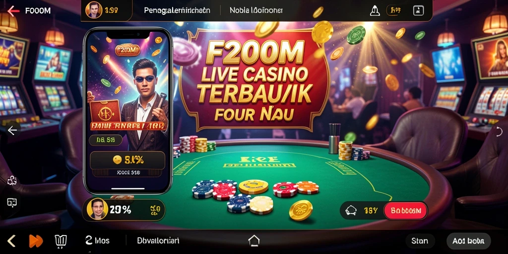 Screenshot utama F200M menampilkan gameplay Live Casino yang mendebarkan.
