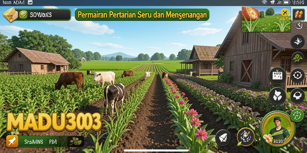 Gameplay seru MADU303 menunjukkan aktivitas pertanian yang menyenangkan.