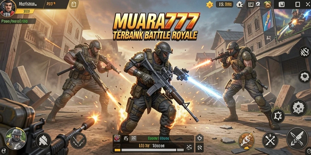 Screenshot utama MUARA777 menampilkan pertempuran seru dalam game Battle Royale.