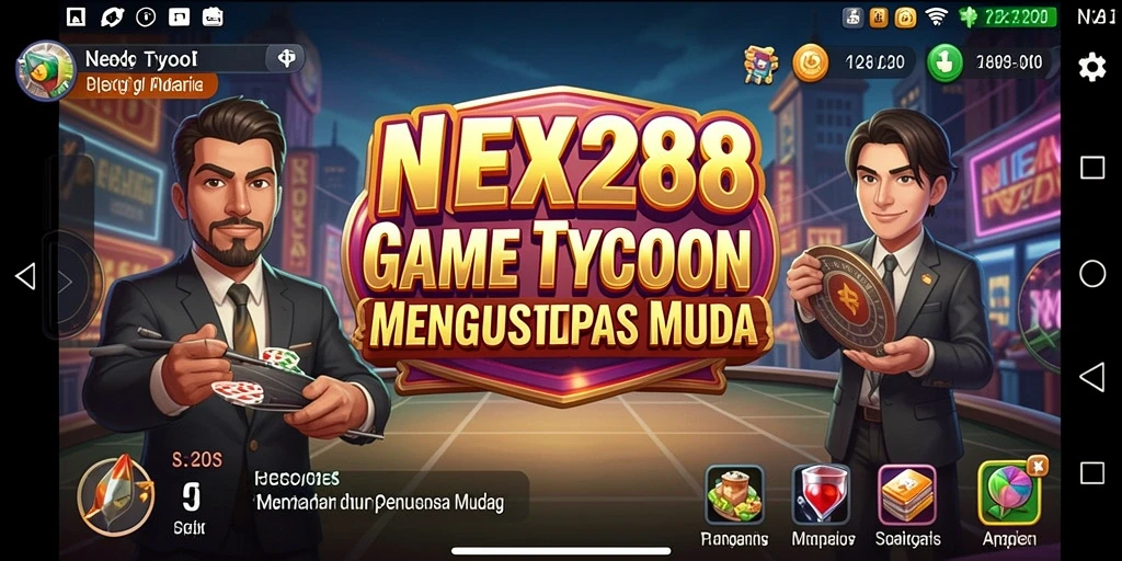 Screenshot NEX288 menampilkan gameplay seru dalam simulasi bisnis.