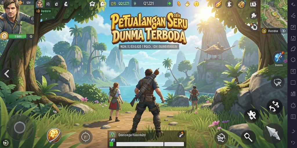 Screenshot gameplay QQ1221 yang menampilkan petualangan seru di dunia terbuka.