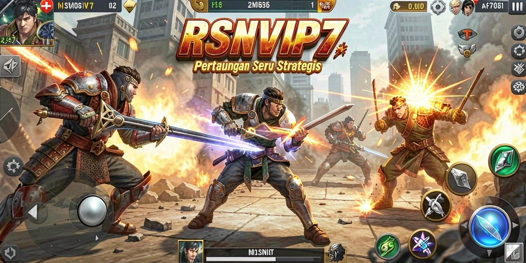 Screenshot RSNVIP7 menampilkan aksi pertarungan yang intens.