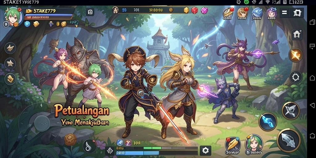Screenshot STAKE779 menampilkan aksi pertarungan seru dalam tema Anime.