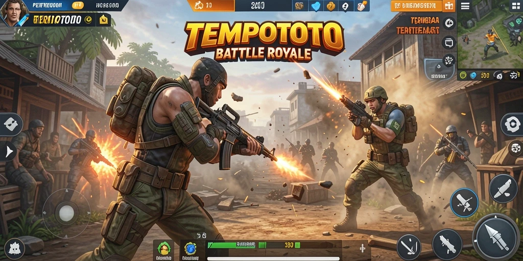 Tangkapan layar TEMPOTOTO menampilkan aksi Battle Royale yang mendebarkan.