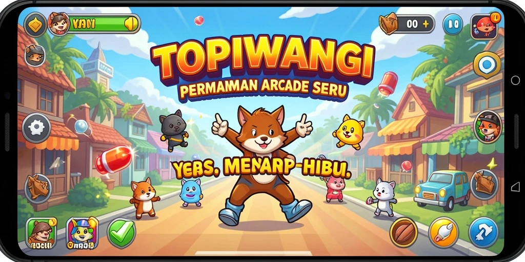 Screenshot gameplay <strong>TOPIWANGI</strong> yang menampilkan aksi seru dan karakter unik.