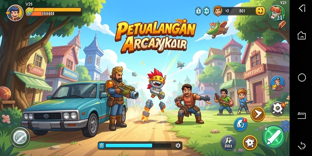 Tampilan gameplay menegangkan dari V21 dengan rintangan yang menarik.