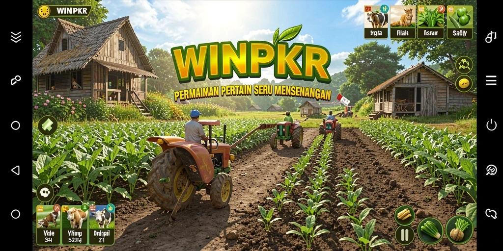 Tangkapan layar WINPKR menampilkan gameplay pertanian yang mendebarkan.